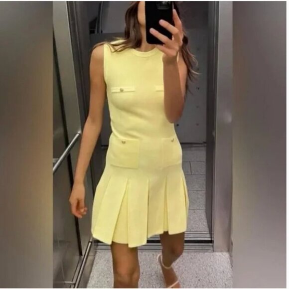 ZARA BOX PLEAT MINI DRESS Size XL NEW WITH TAG! - Picture 3 of 11